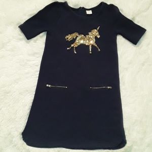 Gymboree blue girls dress with gold unicorn